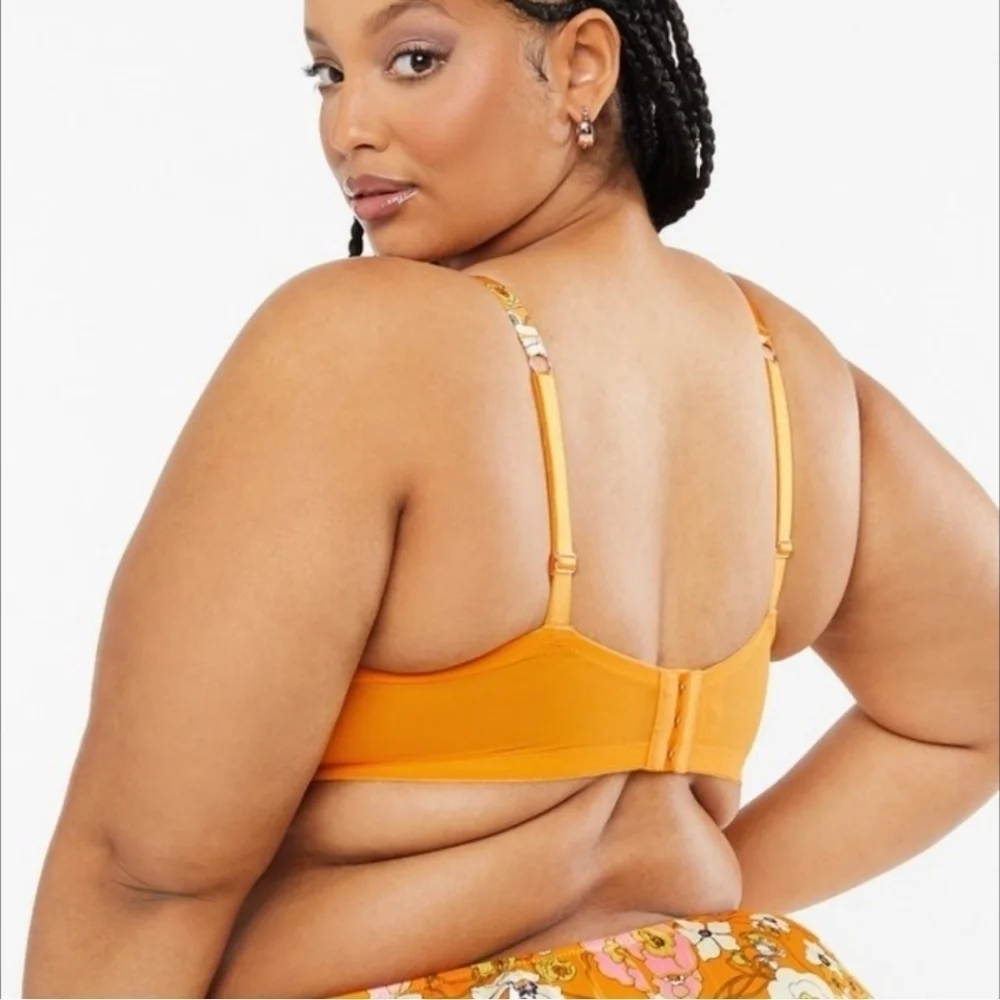 SAVAGE X FENTY Mod Poppy Bra & Panty Set 40D 1X Orange 🍊 Floral Lace
